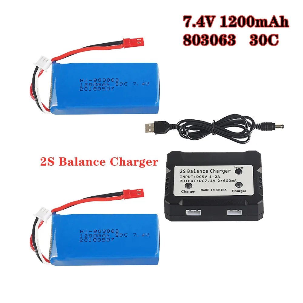 Комплект из 2 шт./лот 7 4 в 1200 мА · ч 803063 30C Lipo аккумулятор и зарядное устройство для