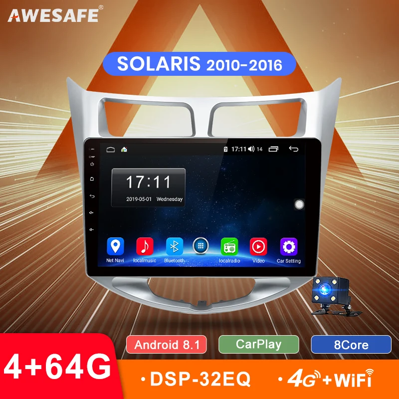 AWESAFE 2 Din Android 8 1 4G + 64G CarPlay DSP автомобильное радио Bluetooth Мультимедиа стерео аудио