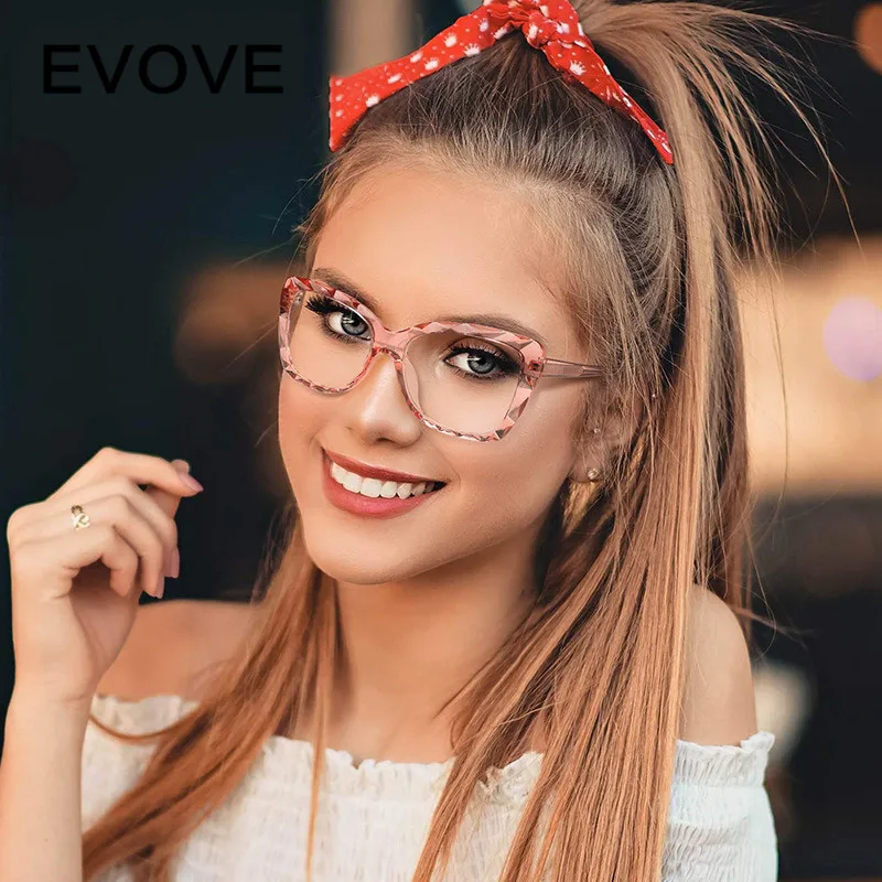 Evove прозрачные очки для женщин модные поддельные линзы женские элегантные
