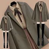 3PCs Autumn Vintage School Woolen Coat. Shirt & Skirt 1
