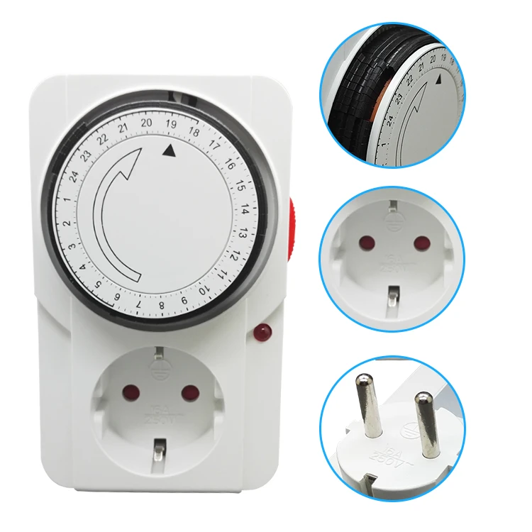 24 Hour Cycle EU AU US Timer Plug Socket Outlet Electrical Mechanical Smart Timer Switch 22A 15 Minutes Min Setting 3