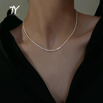 Sparkling Simple Silvery Sparkle Short Necklace For Woman 2021 Korean Fashion Jewelry Girls Luxurious Choker Sexy Clavicle Chain