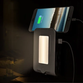 

LED Sensor Motion Night Light Plug-in Socket Extender 2 USB Ports & 4 AC Outlets Charging Station Dusk To Down Night Light