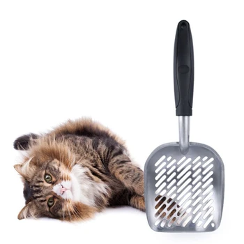 

Light Pet Cat Litter Scoop Kitty Sifter Sand Waste Scooper Dipper Cleaner Tool Aluminum Deep Shovel and Ergonomic Handle