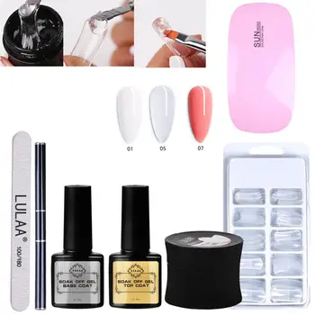 

8pcs Manicure Set Gel Nail Extension Kit With UV Lamp Acrylic Quick Building Gel Polish Nail Cleaner Degreaser Tool