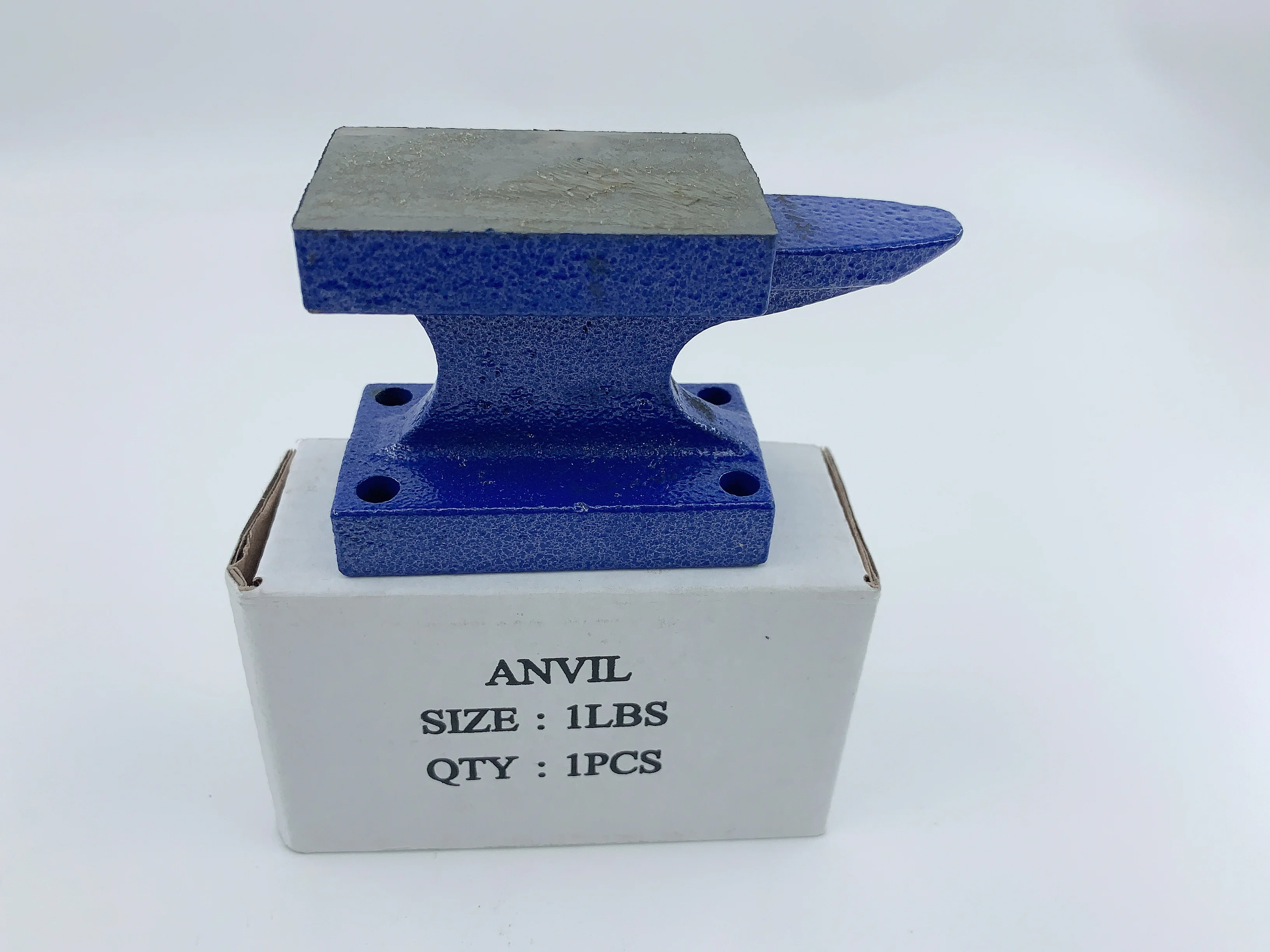 QWORK Iron Horn Anvil Bench Block, 1 Pound Cast Iron Hobby Anvil for  Jewelry Making, Blue