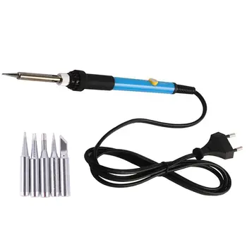 

EU Plug 220V 60W Electrical Soldering Iron Hand Welding Tool Adjustable Temperature Soldering Gun 5pcs Solder Tip 60w