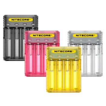 

topsale NITECORE Q4 4-Bay 4A Quick Charger Li-ion IMR Nicd CR123A 16340 10440 AAA 14500 18650 26650 battery Authentication Code