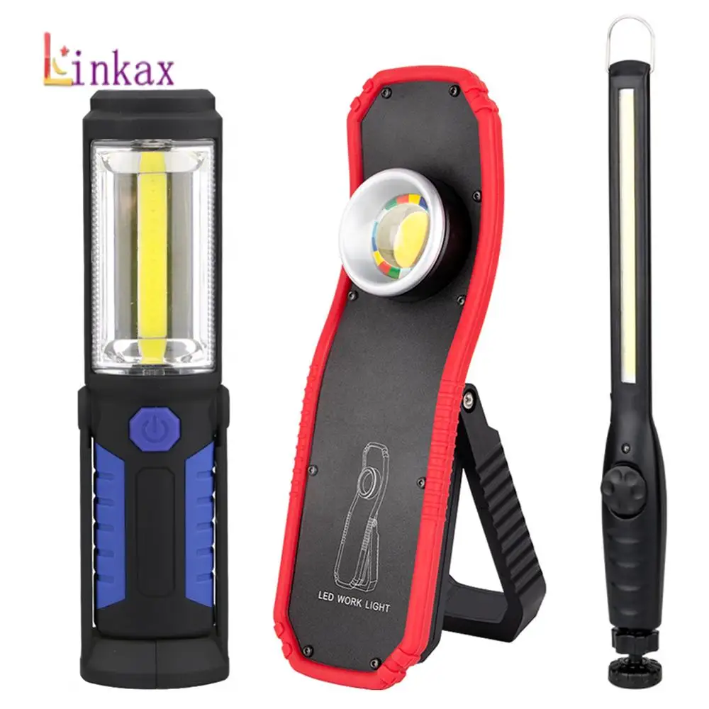 Emergency Kit Star Eleven LED Work Light,Rechargeable COB LED Inspection Lamp Hand Torch Work Light USB Charging Magnetic Flashlight Torch with Hook,for Auto Camping