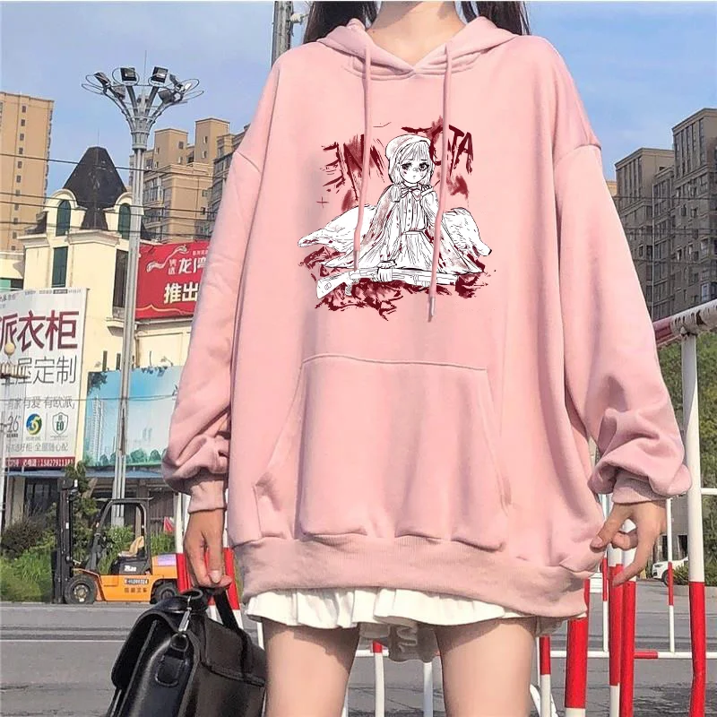 Women's Fashion Hoodies Anime Long Sleeve Cute Cat Print Lightweight Sweatshirts Comfy Vintage Teen Girl Pullovers Top