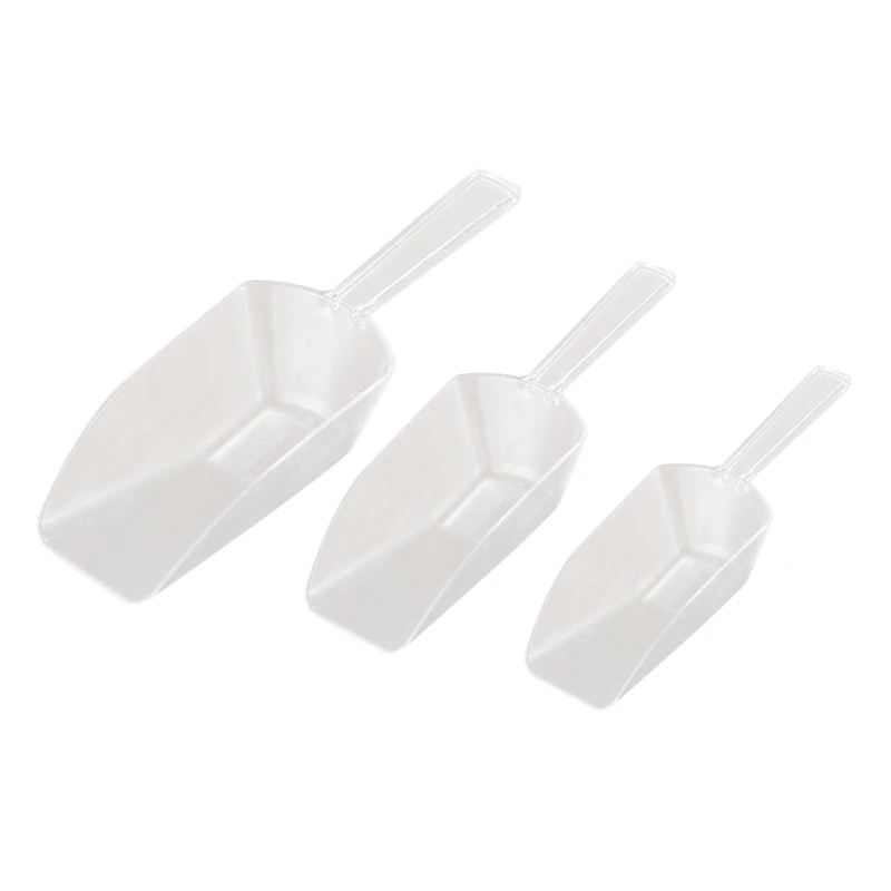 

3 piece Pallet Ice scraper shape plastic scoop - Transparent