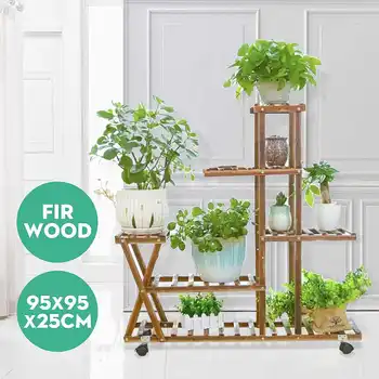 

5 Tiers Wooden Flower Rack Plant Stand Multi Flower Stand Shelves Bonsai Display Shelf Yard Garden Patio Balcony Flower Stands