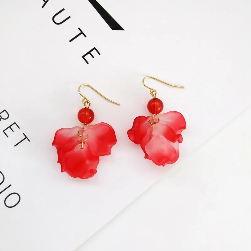 Aretes de mujer, современный стиль, дизайн, большие красные лепестки роз, серьги с кисточками, тренд, темперамент, летние корейские серьги для женщин - Окраска металла: 20