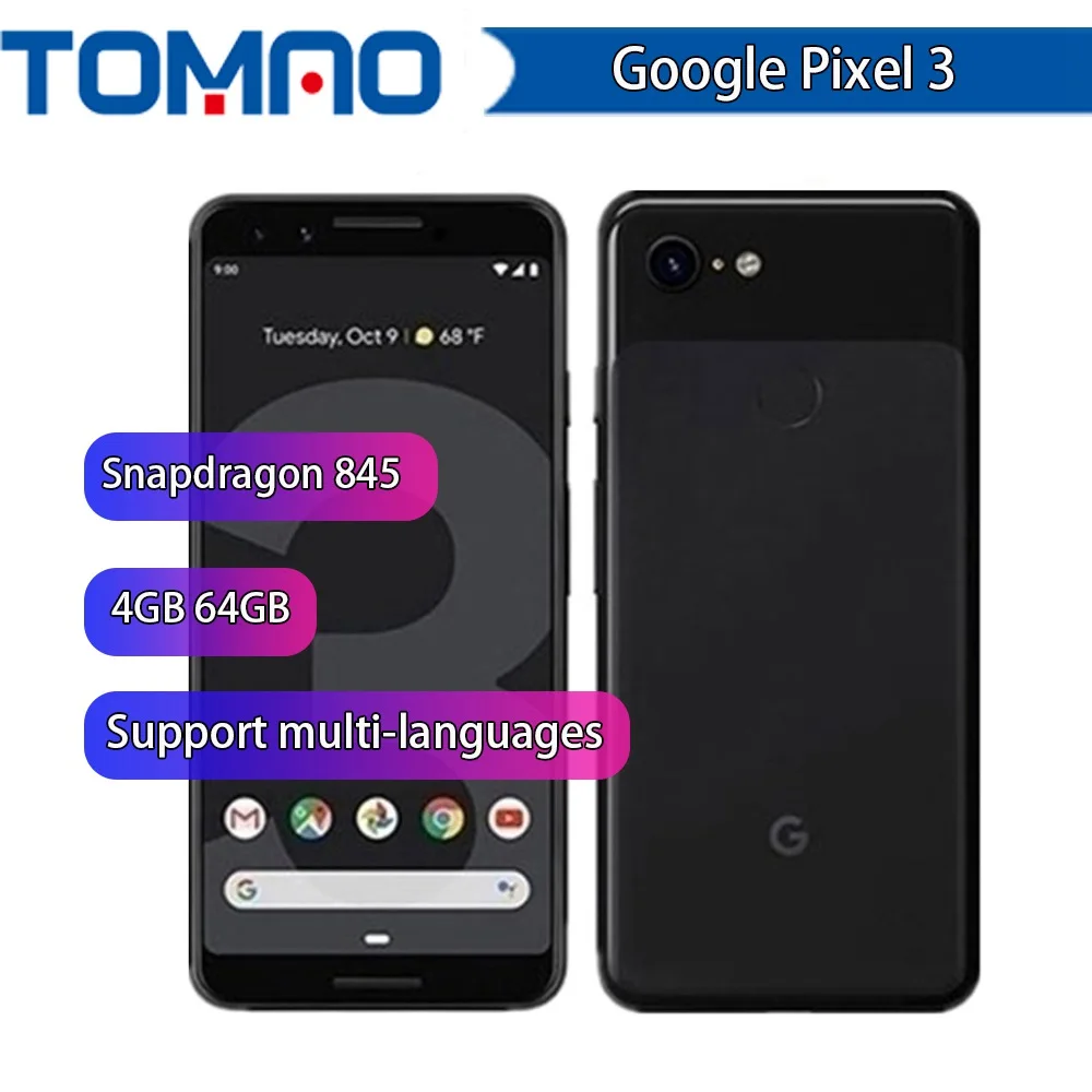 Мобильный телефон Google Pixel 3 5," Snapdragon 845 4 Гб ОЗУ 64 Гб ПЗУ Android 9,0 NFC Смартфон с отпечатком пальца
