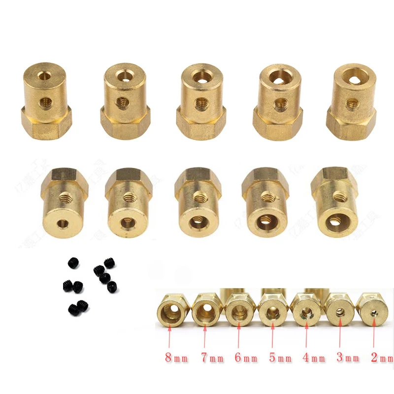 

8pcs/lot Hexagon Coupling 12mm Tire Connector Coupling 2mm/3mm/4mm/5mm/6mm/8mm Hex Adapter for RC Cars Connecting Parts