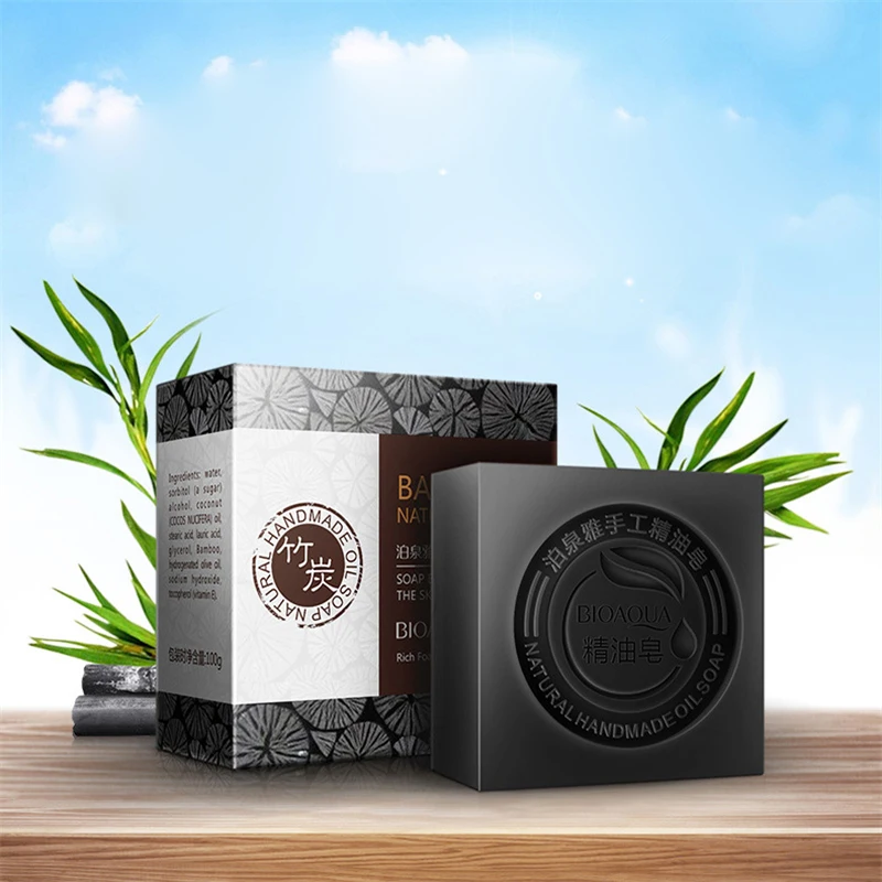 Natural Plant Essential Oil Handmade Soap Whitening Moisturizing Remove Acne Clean Bath Soap Bamboo Charcoal 100g turmeric soap hand soap body whitening soap