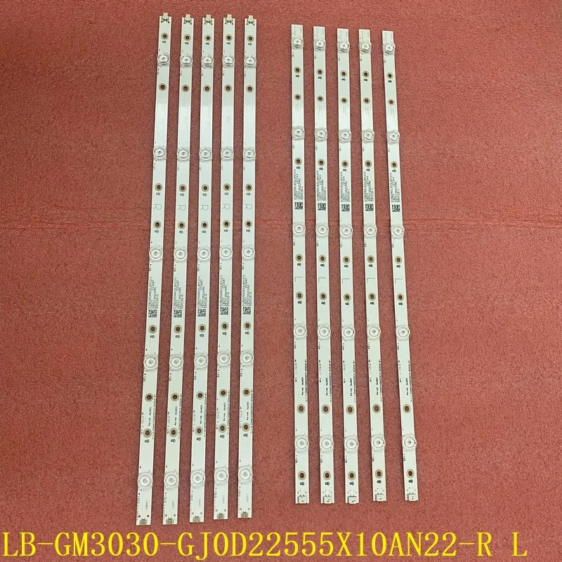 

Kit 10pcs LED bar for LB-GM3030-GJ0D22555X10AN22-R-1-H L T 55PUS7304 55PUS6704 55PUS7394 55PUS7504 TPT550J1-QUBH84.K 55PUS6754