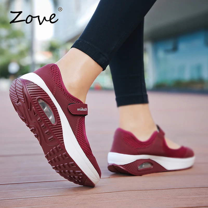 Женские дышащие кроссовки на плоской платформе ZOVE уличные прогулочные туфли без