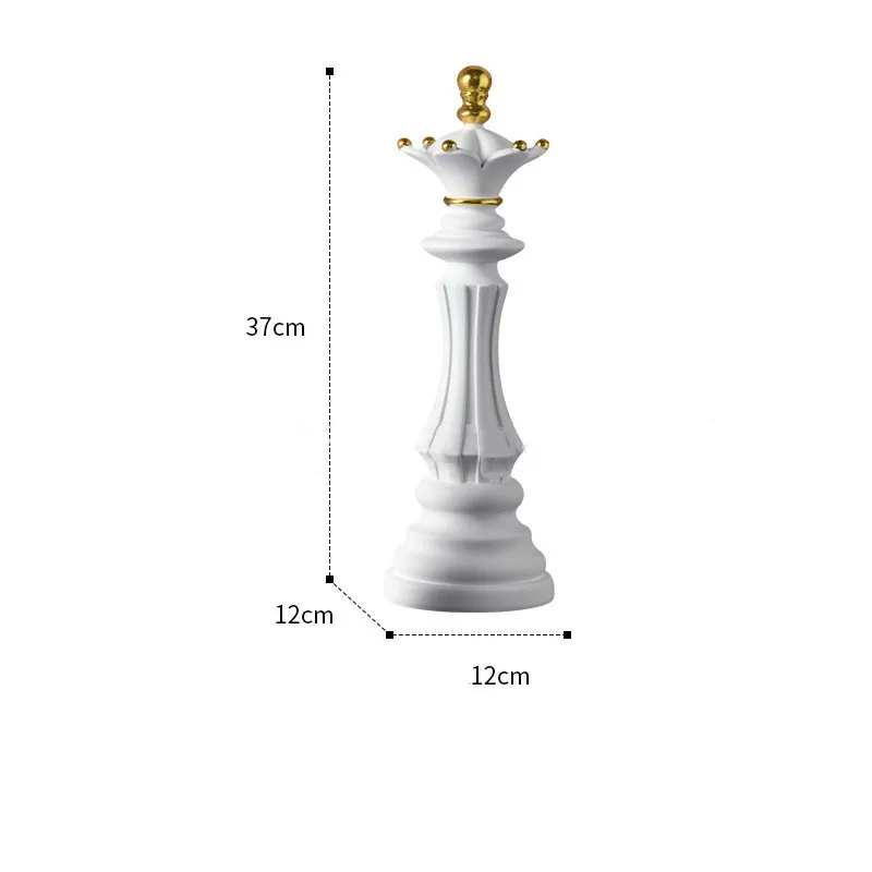 Criatividade internacional xadrez resina artesanato ornamentos cavalo  cabeça xadrez peça coroa de ouro três peças terno