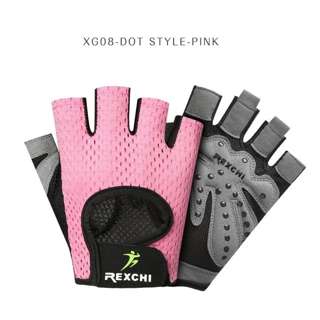 Professional Gym Fitness Gloves Power Weight Lifting Women Men Crossfit Workout Bodybuilding Half Finger Hand Protector - Цвет: XG08 pink