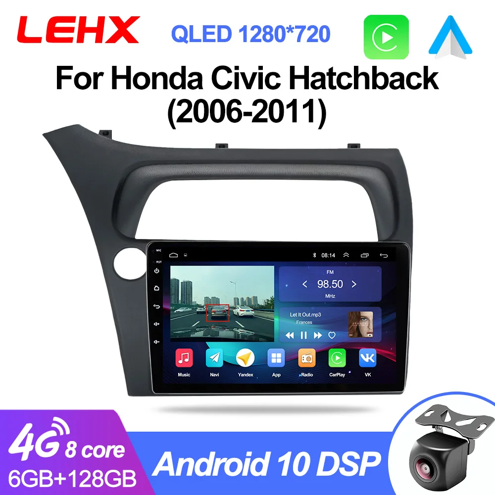 Автомагнитола LEHX Pro 4G + Wi-Fi для Honda Civic Hatchback 2006-2011 Android 10 2 Din | Автомобили и мотоциклы