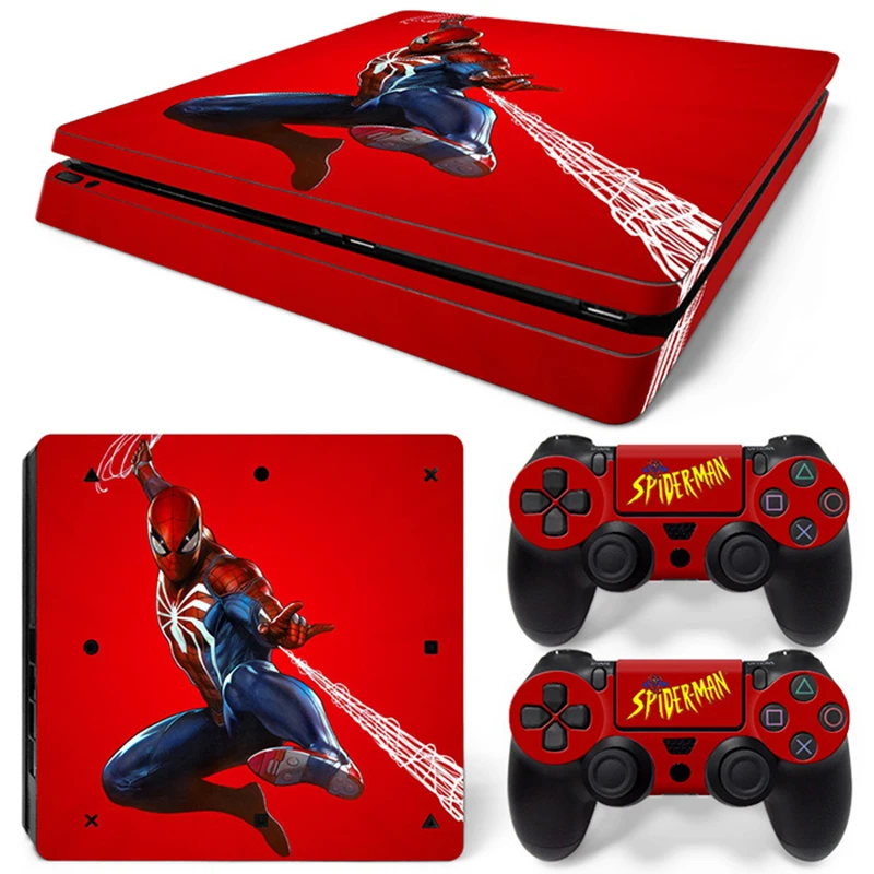 Marvel Spider Man Deadpool Sticker Cover Wrap Protector Skin For Sony PS4 Slim Console & 2PCS Controller Skin Decal For PS4 Slim 