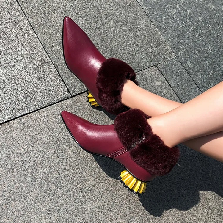 

Luxury Genuine Leather 2019 Ankle Nature Gothic Fur Boots Booties Designers Women Womens High Heels Botas Mujer Winter Shoes
