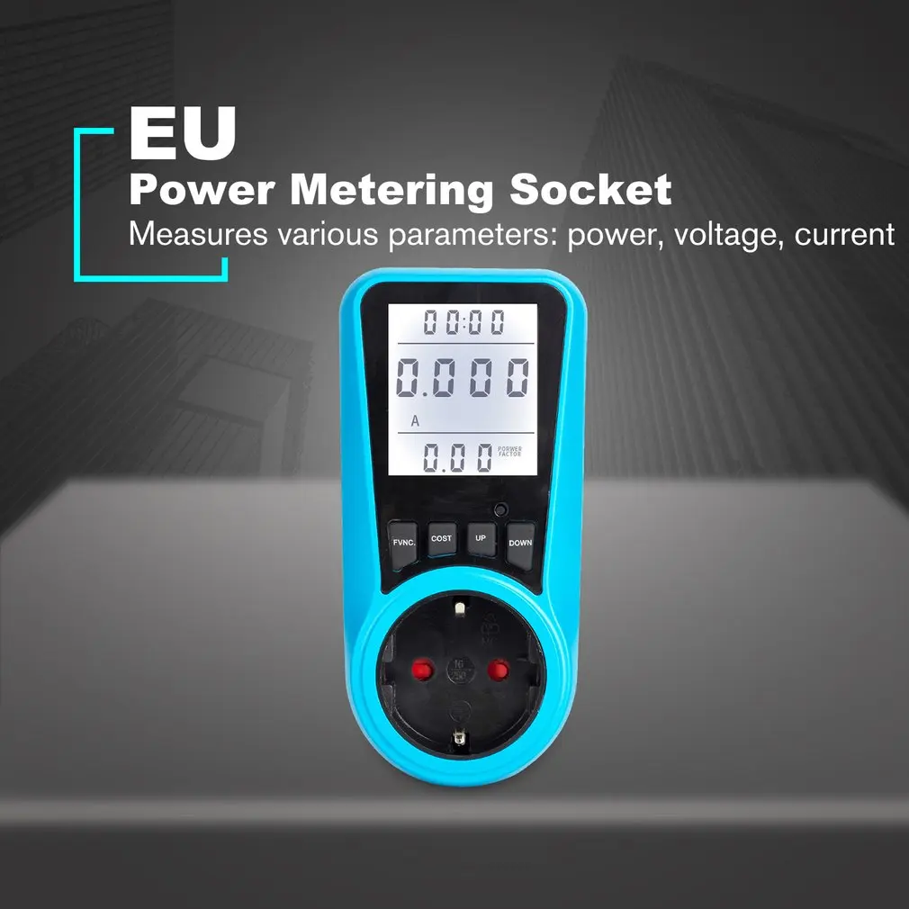 Измерительная розетка с подсветкой, Электрический монитор мощности, интеллектуальная розетка для выставления счета, Электрический измеритель EU/US/UK/AU/FR/BRA Plug - Цвет: EU