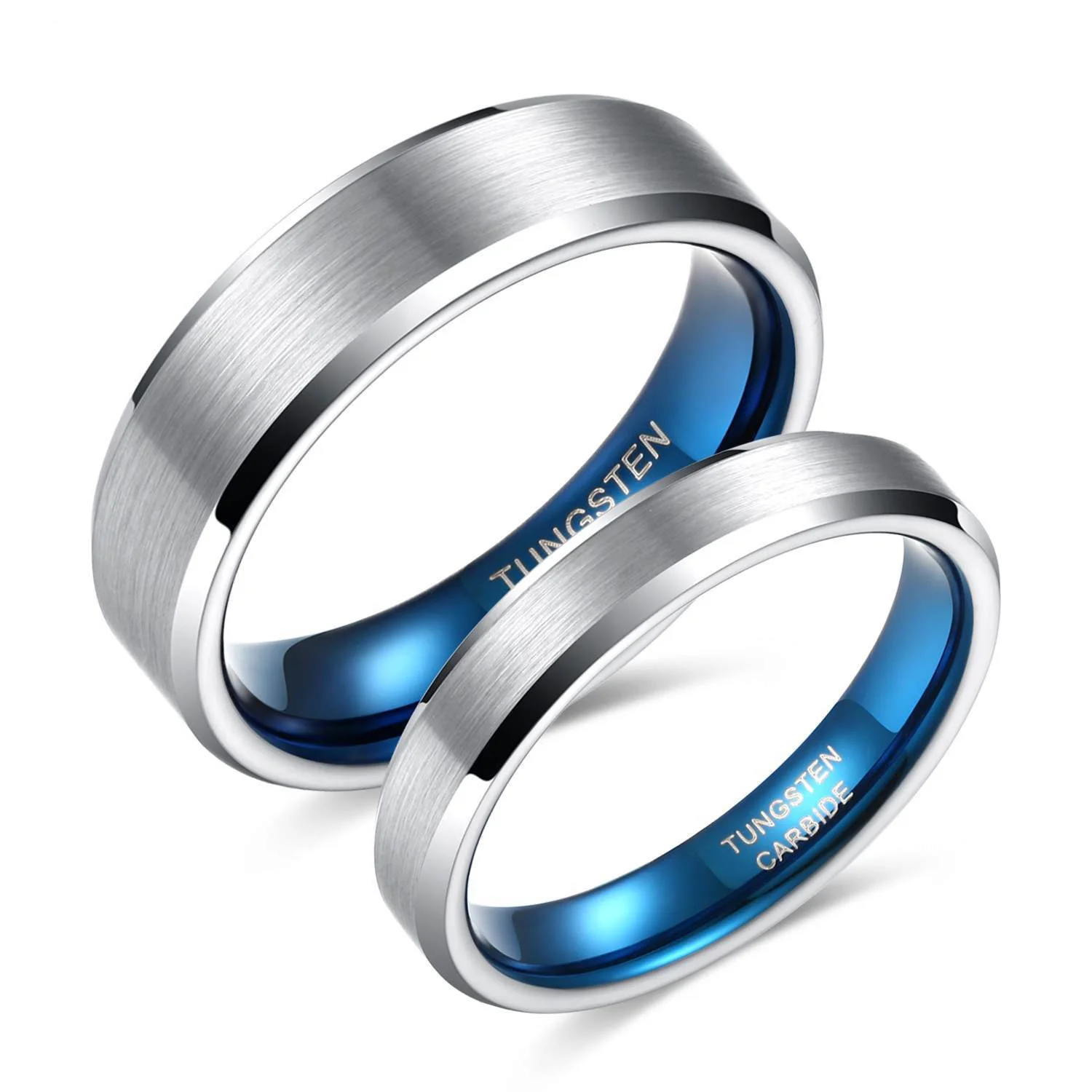 

4mm 6mm 8mm Tungsten Carbide Ring Brushed Silver Color Blue Two-tone Polished Ring Men Women Jewelry