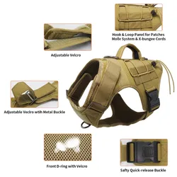 Tactical Training Dog No-Pull Safety Harness Vest Adjustable Dog Vest Harness For Walking Hiking Running For Medium Large Dogs