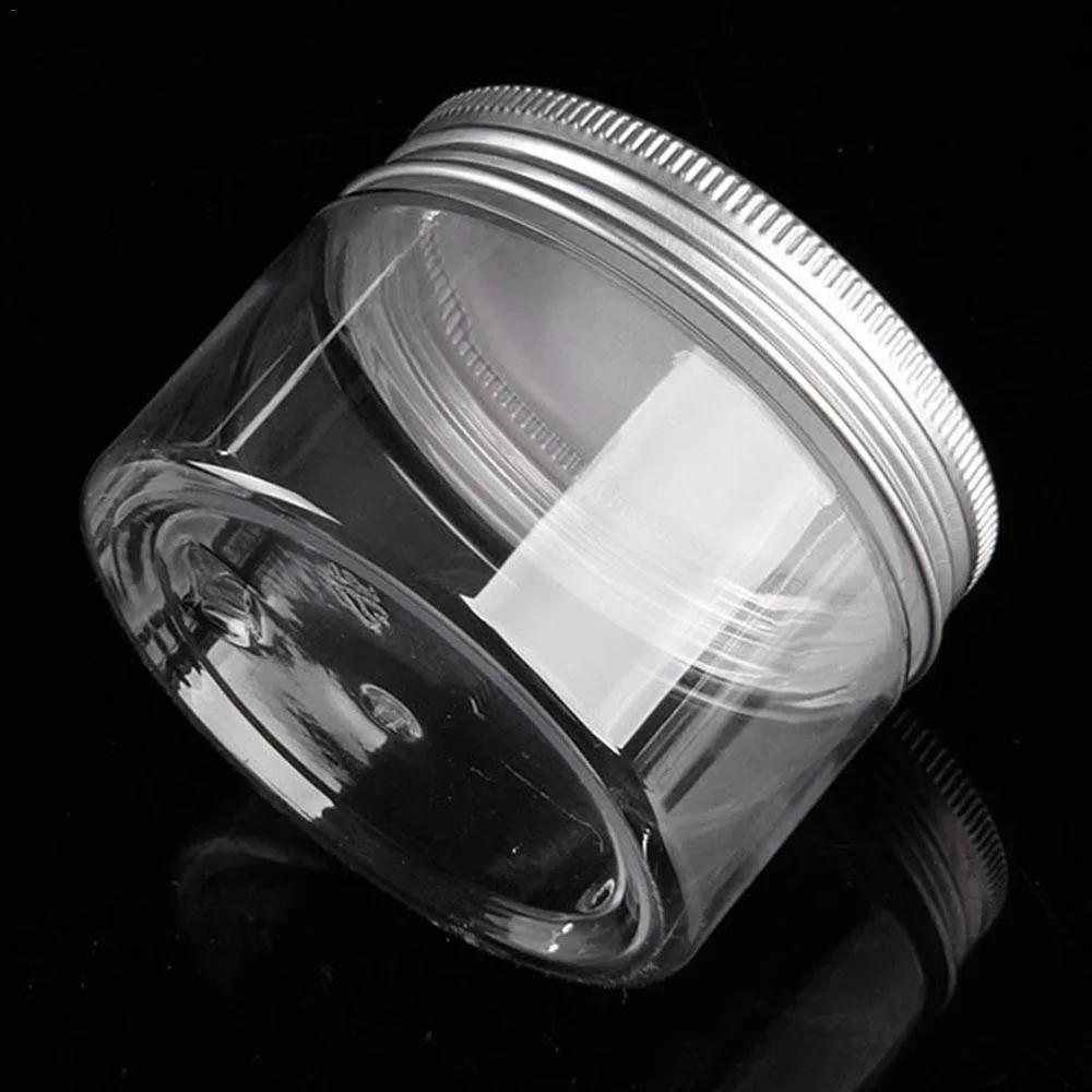 Clear Plastic Jar with Aluminum Lids Empty Cosmetic Containers Makeup Box Travel Bottle 30ml 50ml 60ml 80ml 100ml 120ml 250ml