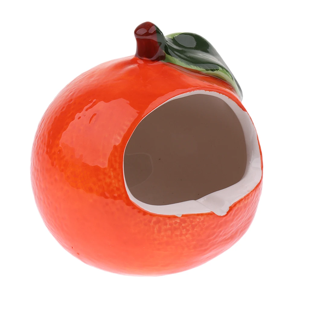 Ceramic Cartoon Apple/Orange Shape Hamster House Summer Cooling Small Animal Pet Nesting Habitat Cage Accessories
