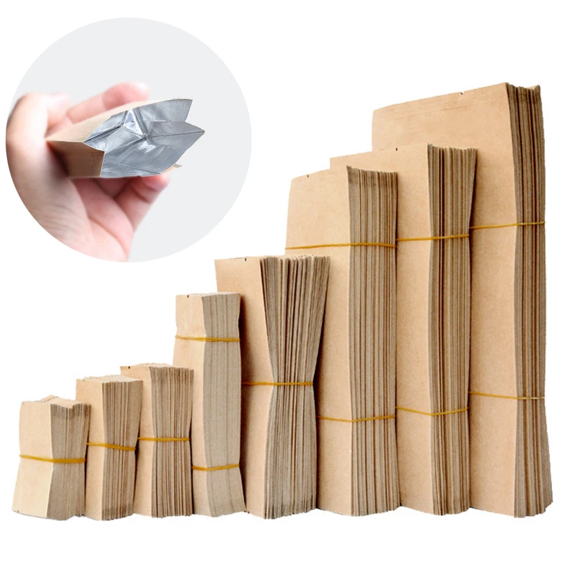 50pcs/lot Kraft paper Tea Bags Thickening Heat Seal Packaging Pouches Food Coffee Tea Bag