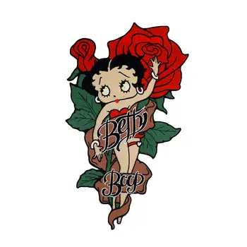 

LADY BIKER ROSE large Embroidered biker Patches IRON ON BACKING