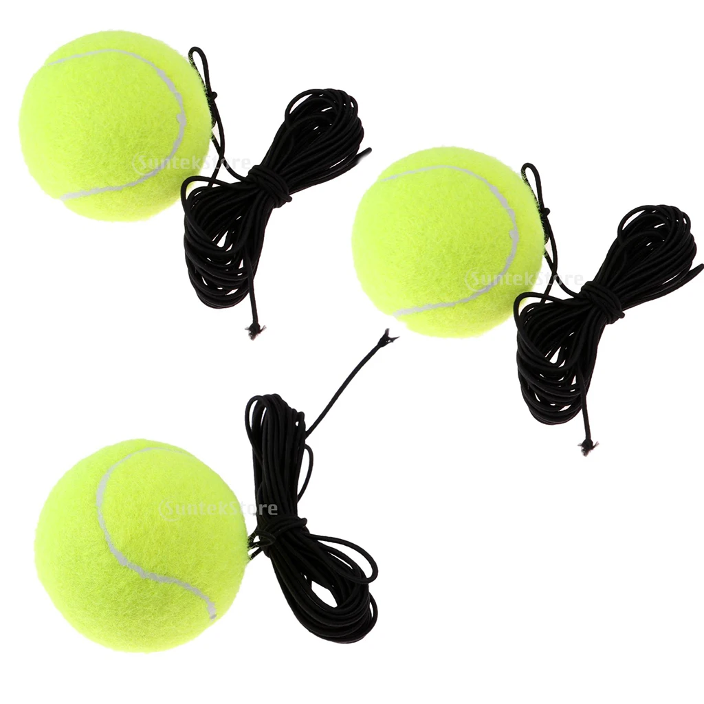 Pack Of 3 Tennis Training Ball Exercise Resiliency Practice Balls With Cord