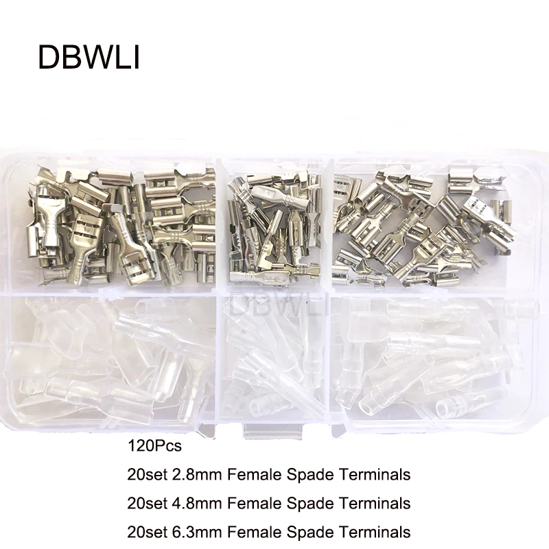 120Pcs Tin 120/320 шт./компл. утепленная мобильное радио VHF провода обжимных разъёмов, коннекторов для 2,8/4,8/6,3 мм лопата с разъемами «Мама» и «комплект - Цвет: 120Pcs Tin