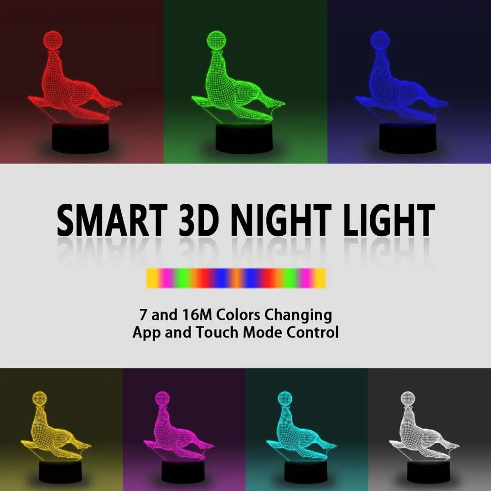 NiteApps 3D печать играть мяч светодиодный ночник настольная иллюзия Лампа подарок на день рождения приложение/сенсорное управление
