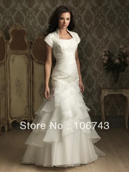 

free shipping vestido de noiva new style Sexy bride wedding Custom size tiered cap sleeve mermaid mother of the bride dress