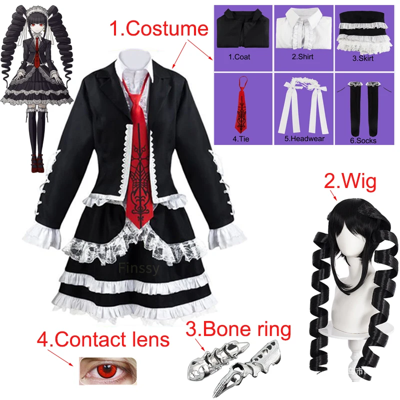 Аниме Danganronpa Celestia Ludenberg Косплей Костюм Ясухиро Таэко косплей парик металлическая