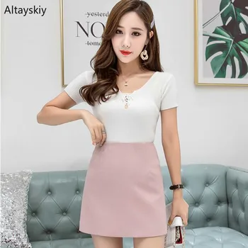 

Skirts Women Clothing Simple Fashion Solid Simple All-match Lovely Daily Slim Womens Solid Ladies High Quality Above Knee Skirt