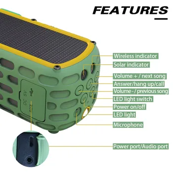 

ES-T63 Bluetooth 4.0 Speaker Waterproof Wireless HiFi Speaker with LED Light for Outdoors Climbing Cycling with Built-in Mic