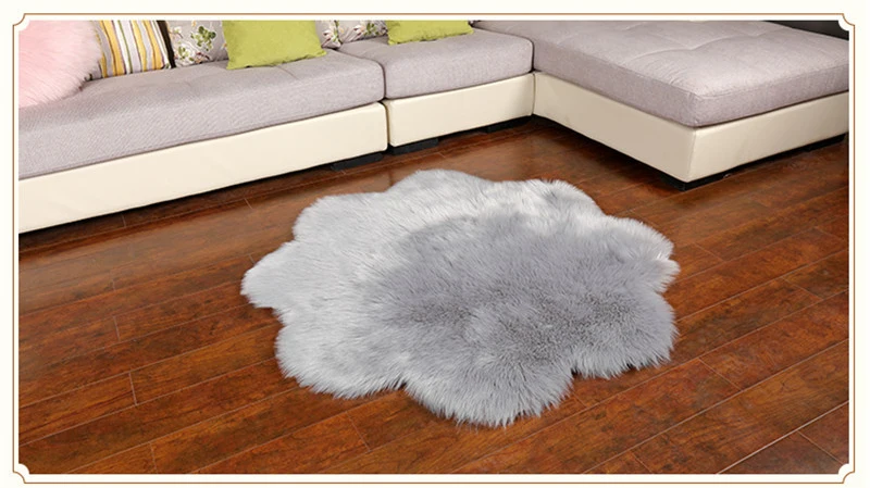 Furry tapetes Shape Artificial Fur Sheepskin Rug Kids Room living Room Carpet Plum Flower Design Mat Photography Free shipping