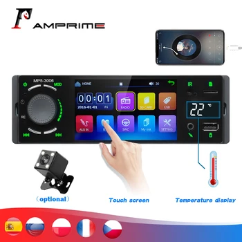 

AMPrime 1 Din Car Radio Audio Stereo 4.1" Car Multimedia Player Bluetooth AUX FM Radio Station Autoradio with Rearview Camera