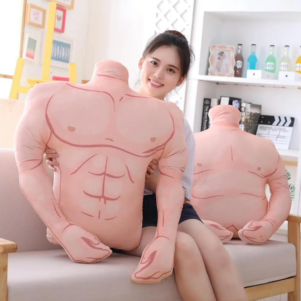 

Muscle Man Stuffed Plush Boyfriend Sleeping Friend Animated Hero Soft Safety Hug Figure Creative Plushie Cushion 60*80cm