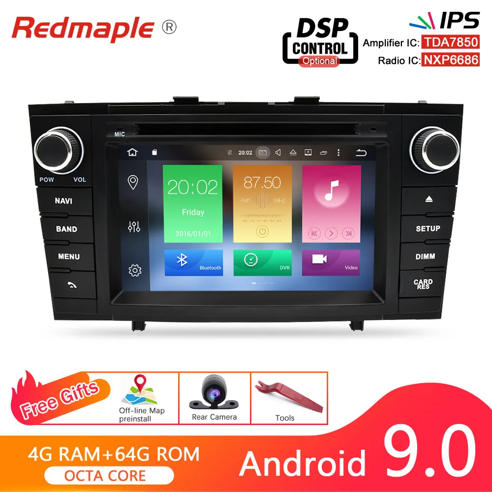 Дешево Octa Core Android 9,0 автомобиля Радио DVD font b gps b font навигации мультимедийный проигрыватель для Toyota Avensis T27 2009 2015 Авто аудио стерео головное устройство