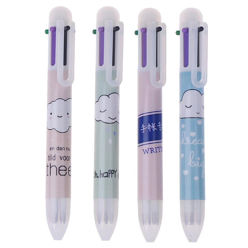 6 in 1 Ballpoint Pen Multi Color Press Ball Pen Creative Stationary Marking Pens Office School Supplies