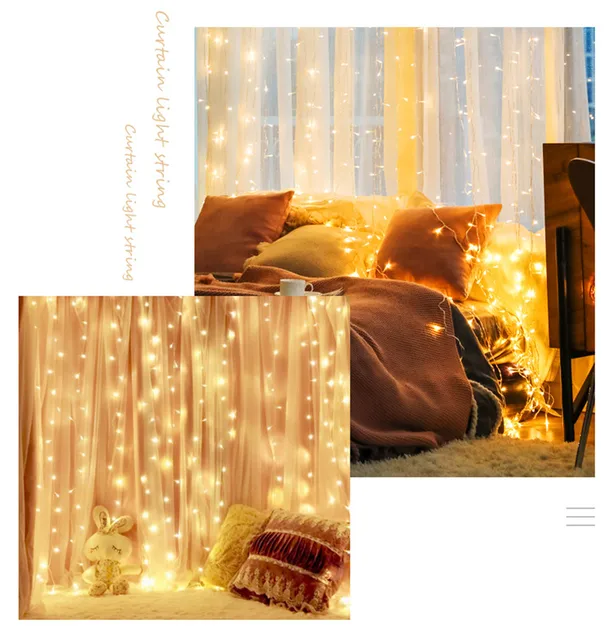 Guirlande lumineuse rideau à Led 3x3m, lumière féerique pour noël, mariage,  maison, fenêtre, fête, extérieur, 5z - AliExpress