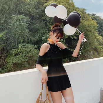 

Women's Swimsuit With Push Up Rashguard Plus Size Swimwear Bikini Woman Solid Color Swimsuits Skirt Split Pants Girls Hot