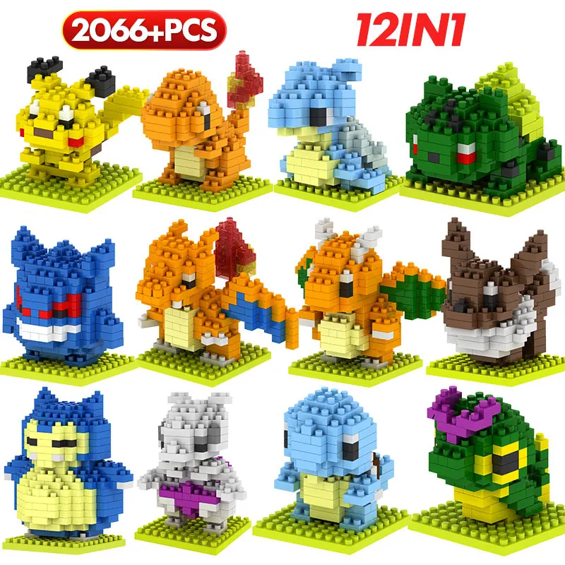 

LOZ 12 in 1 Mini Pocket Toy Elf Building Blocks Cartoon Pikachu Monsters Anime Action Figures Bricks Educational Toys For Kids