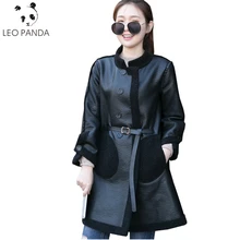 Высококачественная кожаная куртка для женщин, новинка года, с двойным лицом, осенне-зимние куртки-парки, черные, белые длинные пальто из искусственной овчины